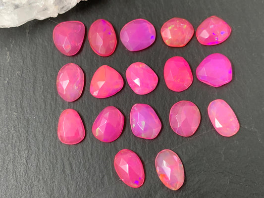 Faceted Pink Ethiopian Opal 9-10mm cabochon