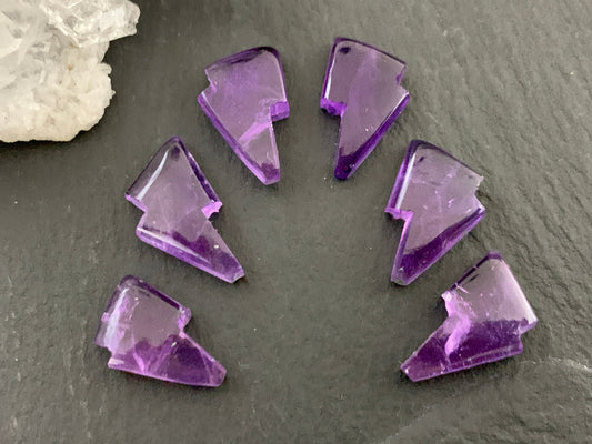 Amethyst lightning bolt 10x13mm cabochon - single cabochon