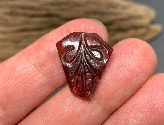 Carved Tourmaline 16x19x3mm cabochon