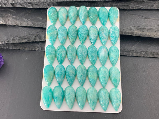 Amazonite Pear 10x20mm cabochon - Calibrated cabochons