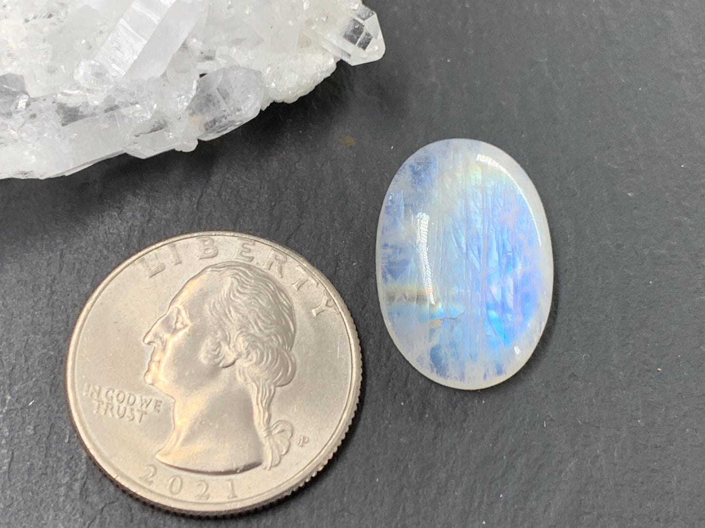 Rainbow Moonstone oval 22x15x6mm cabochon