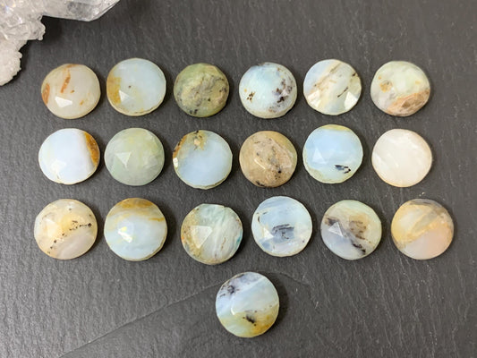 Faceted Peruvian Opal round 10mm cabochon