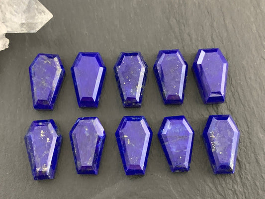 Faceted Lapis Lazuli coffin 10x16mm cabochon
