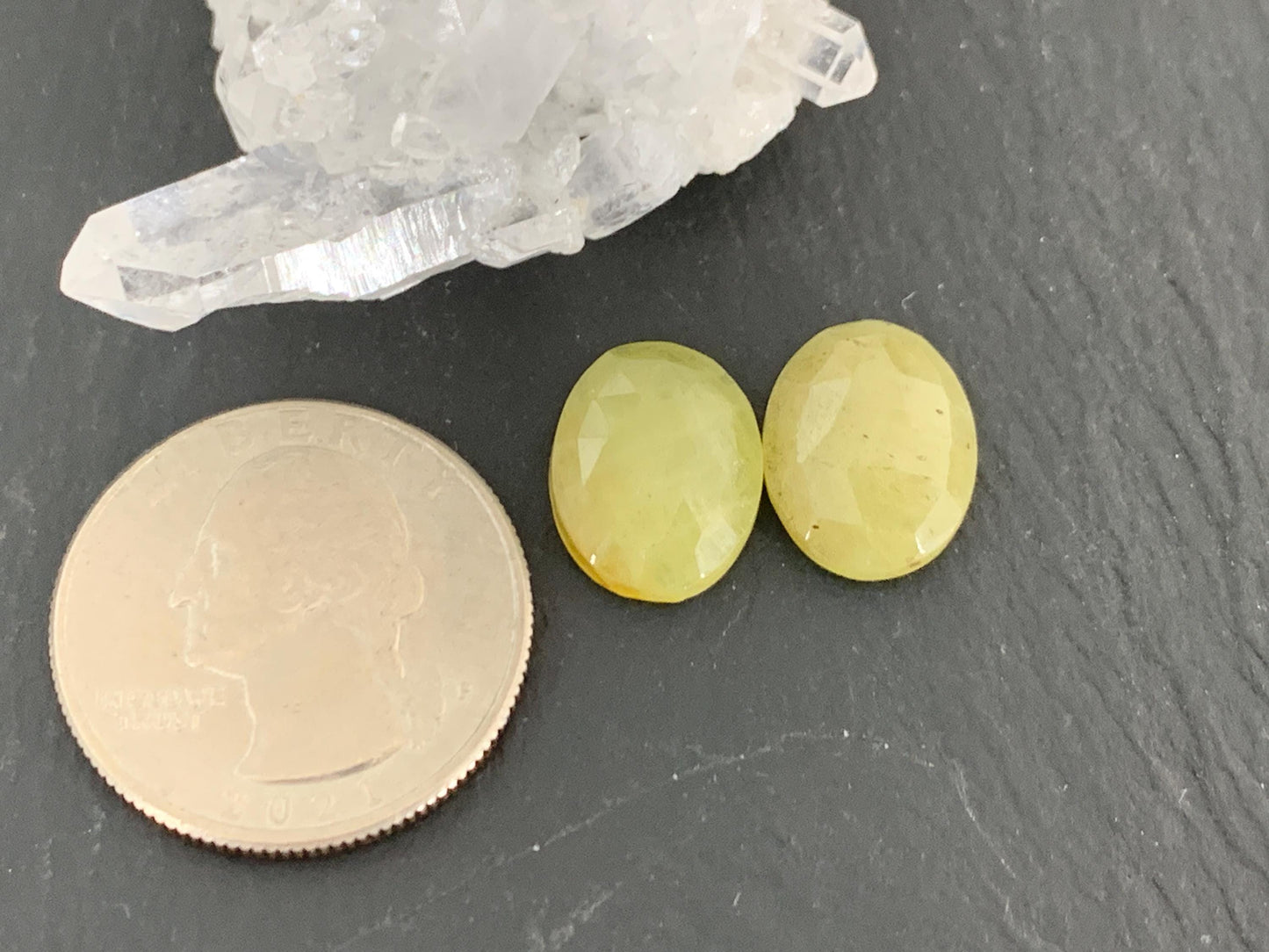 Faceted Yellow Sapphire pair 11x14x5mm cabochon