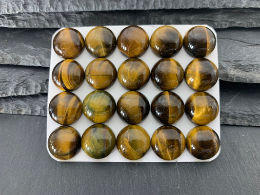 Tiger Eye round 15mm cabochon - Calibrated cabochons