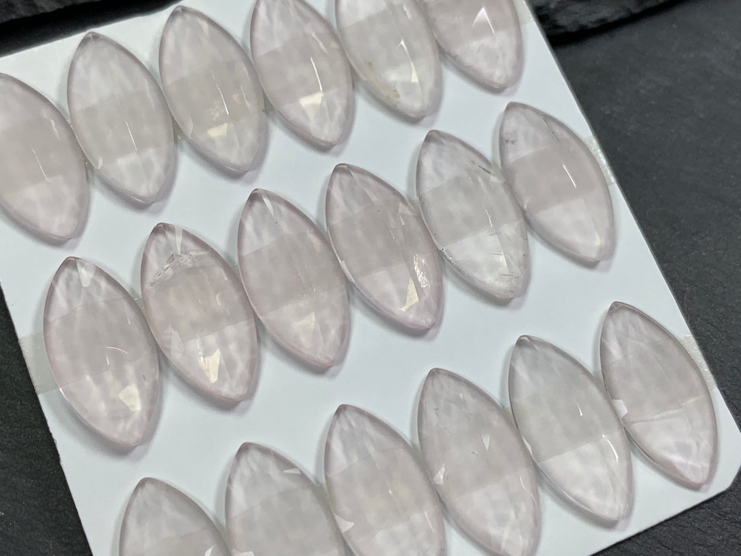 Faceted Rose Quartz marquise  10x20mm cabochon - Calibrated cabochons