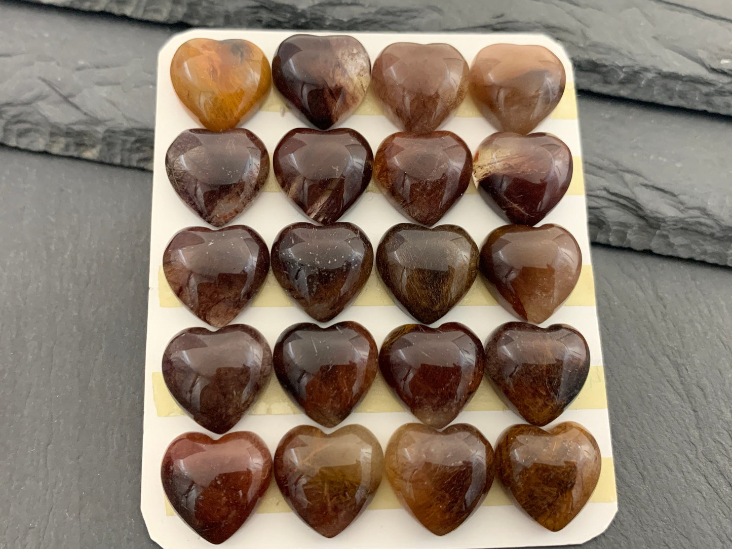 Rutilated Quartz heart 15mm cabochon - Calibrated cabochons