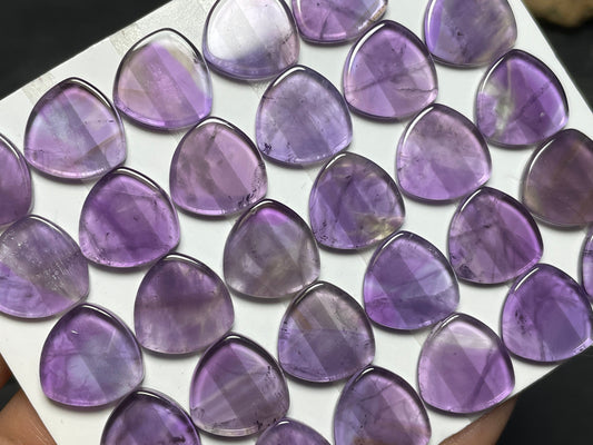 Flat Amethyst trillion 8mm, 10mm, 12mm cabochon - Calibrated cabochons