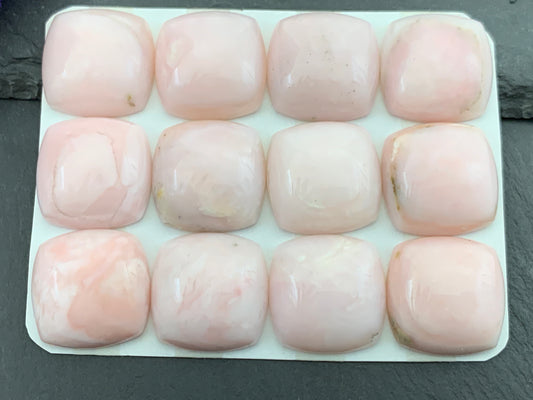 Pink Opal square cushion 20mm cabochon - Calibrated cabochons