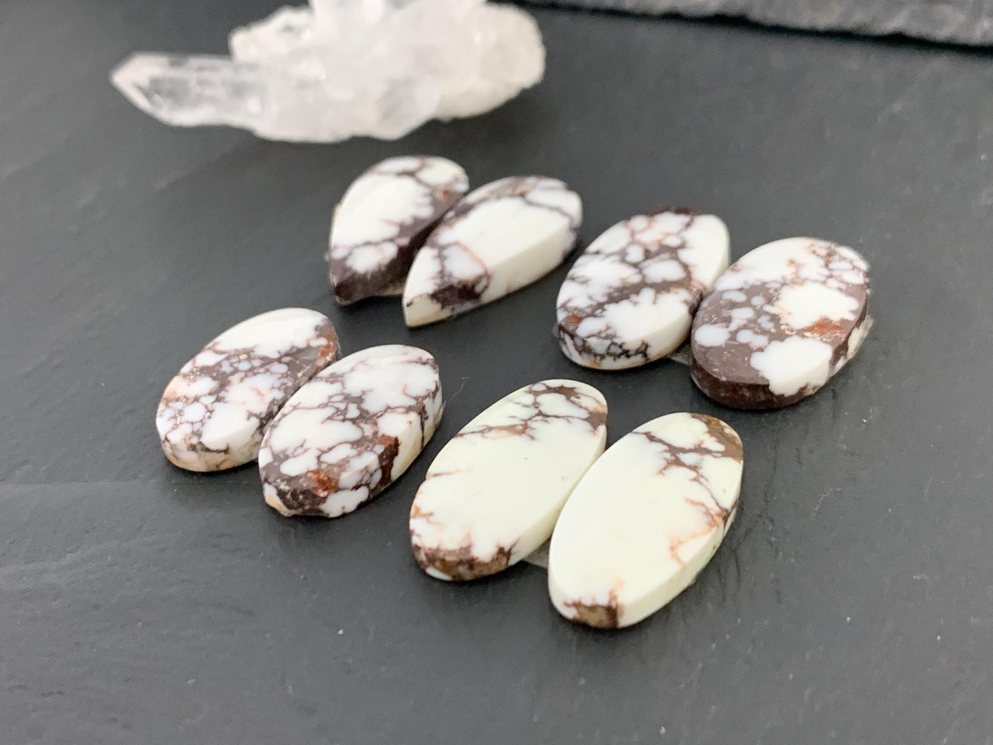 Wild Horse Jasper 19-22mm long cabochon pair