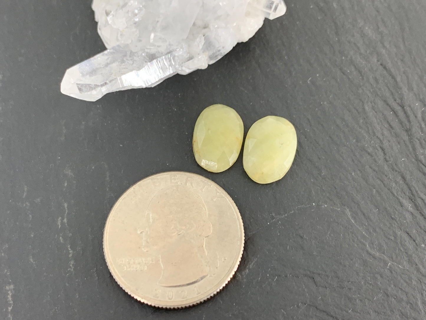 Faceted Yellow Sapphire pair 9x13x2.5mm cabochon