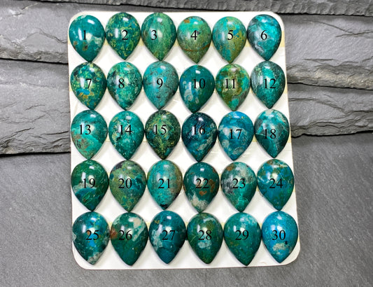 Chrysocolla cabochon pear 13x18mm - Calibrated cabochons