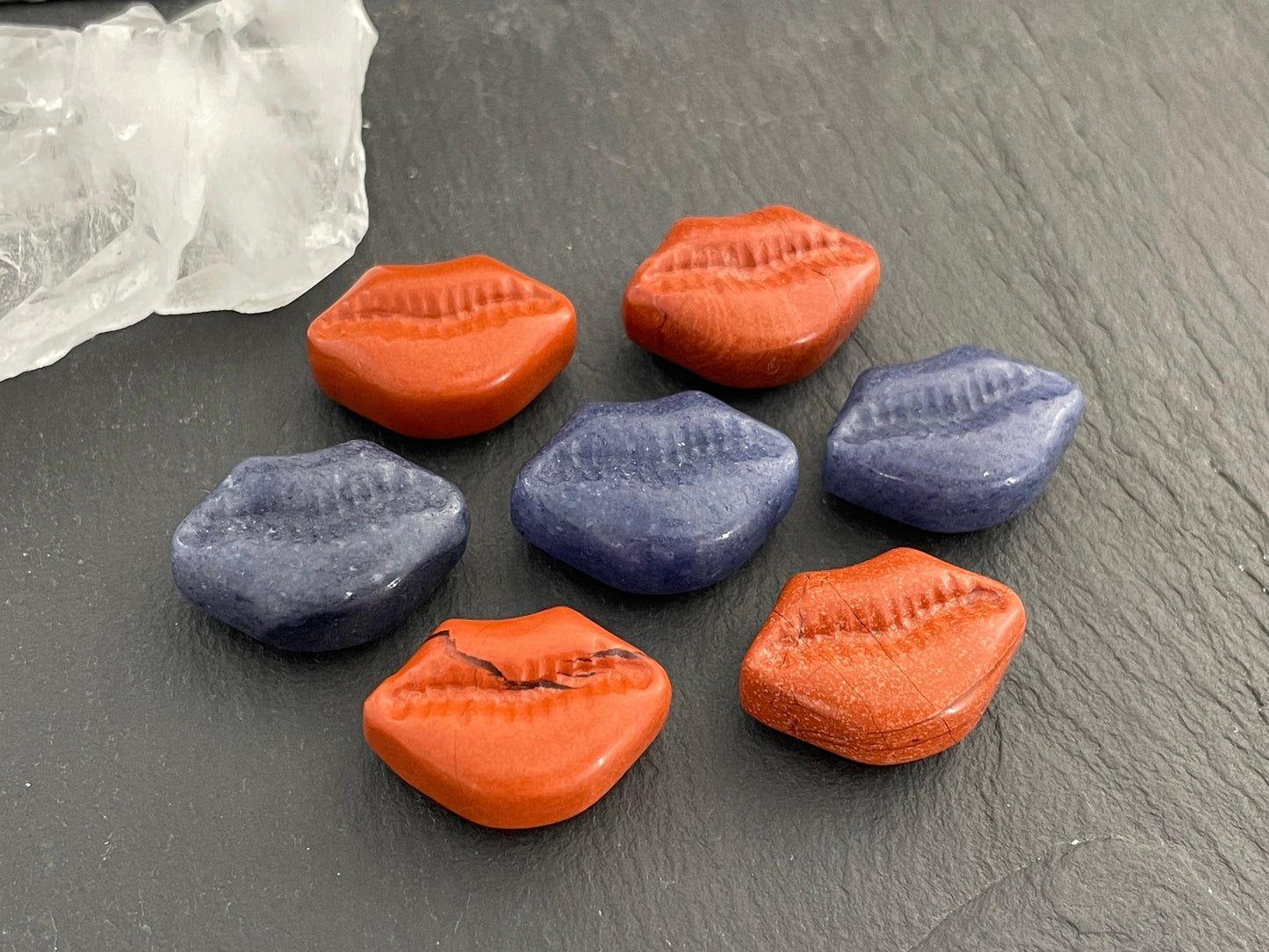 Red Jasper & Blue Aventurine Lips Cabochon - 20x14mm Carving