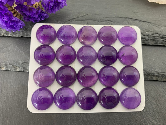 Amethyst Round 15mm cabochon - Calibrated cabochons