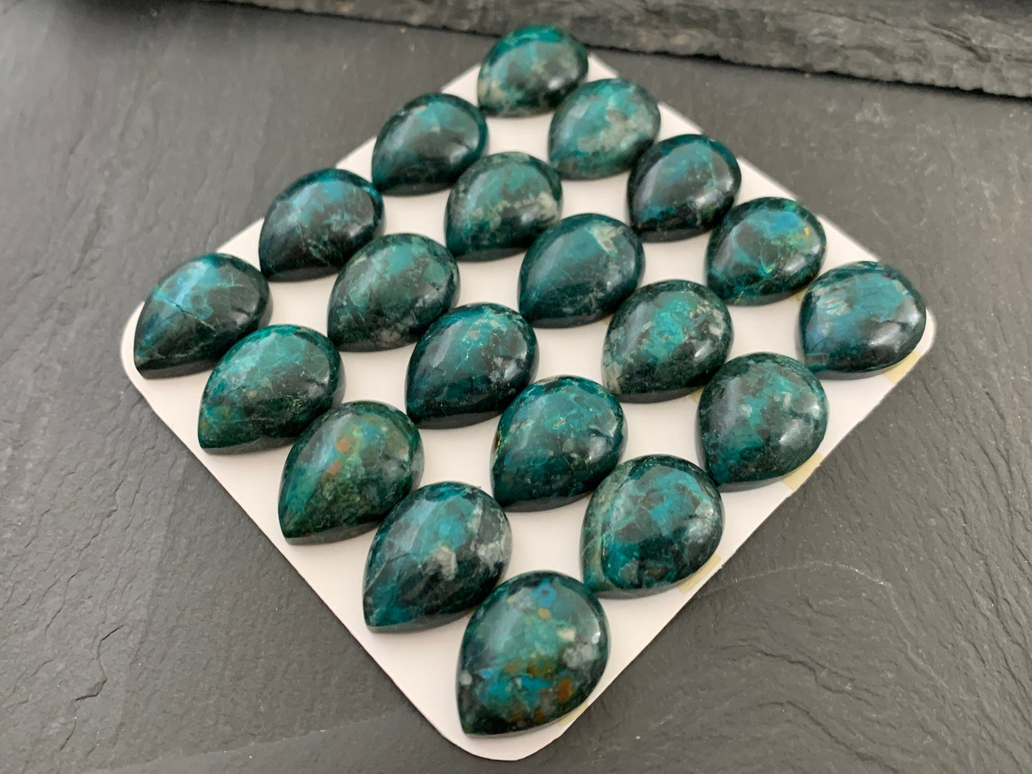 Chrysocolla pear 15x20mm cabochon - Calibrated cabochons