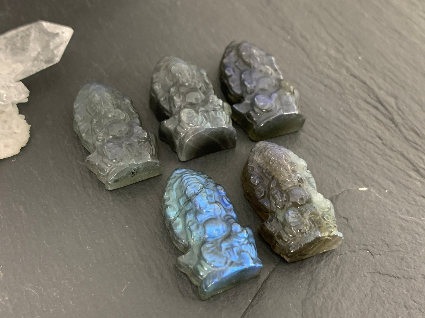Labradorite Ganesha - Elephant god carving