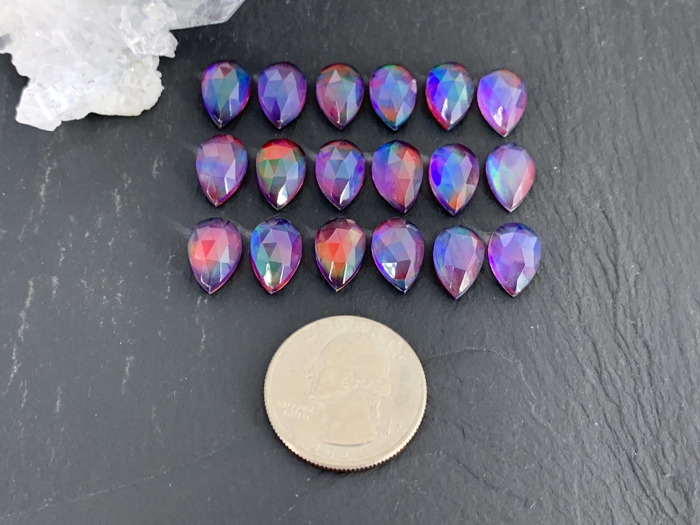 Faceted  Aurora Opal pear 8x12mm cabochon - Doublet cabochons/ Select your cabochon