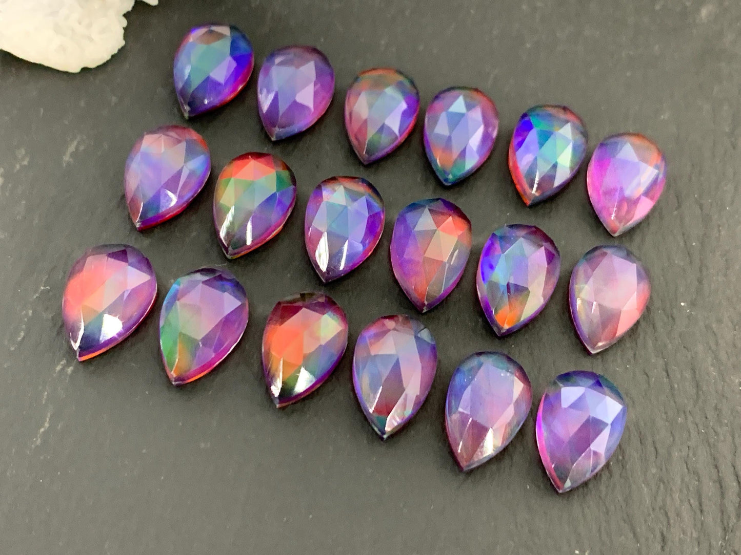 Faceted  Aurora Opal pear 8x12mm cabochon - Doublet cabochons/ Select your cabochon