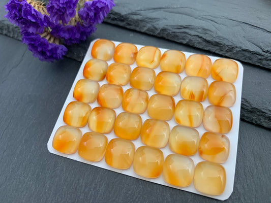 Carnelian square cushion 12mm cabochon - Calibrated cabochons