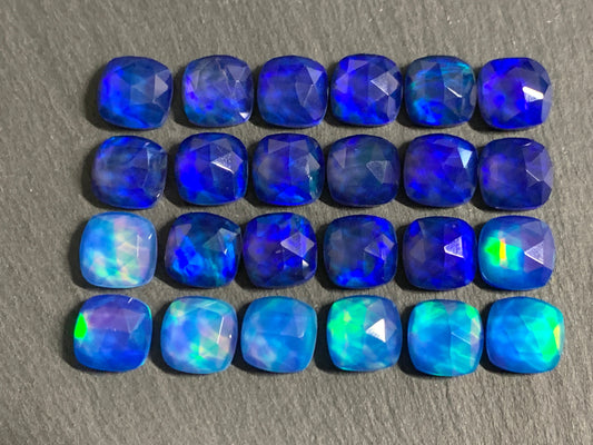 Faceted Aurora Opal square 10mm cabochon - Doublet cabochons