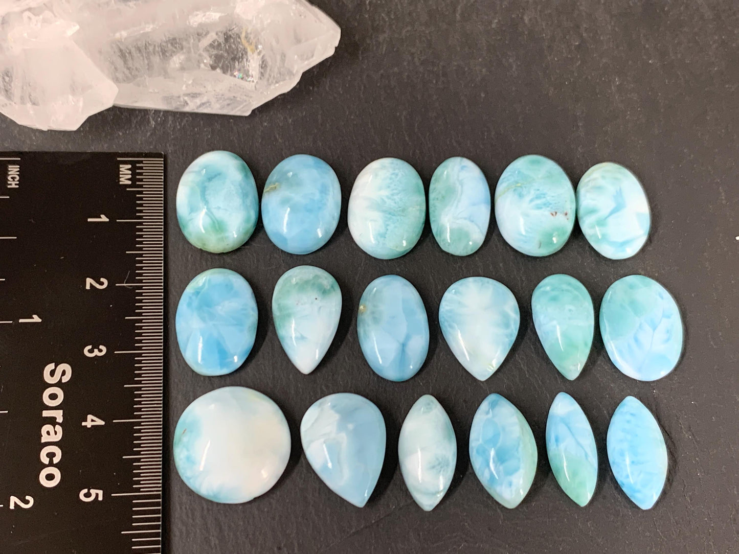 Larimar 16mm long cabochon