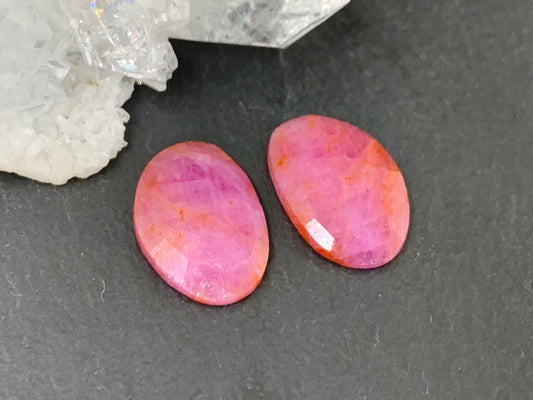 Faceted Ruby pair 10x15x3mm cabochon