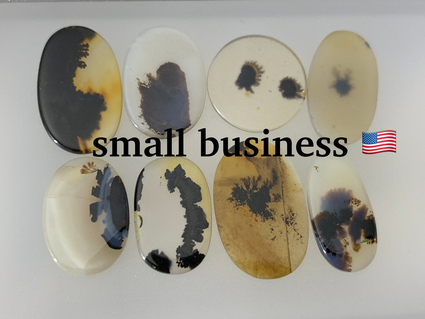 Flat Scenic Agate oval, round 16-20mm long cabochon | Natural Scenic Agate