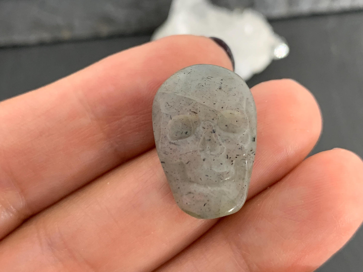 Labradorite Skull Cabochon 15x21mm, Labradorite Skull, Natural Gemstone, Halloween Jewelry, Handcrafted Accessory