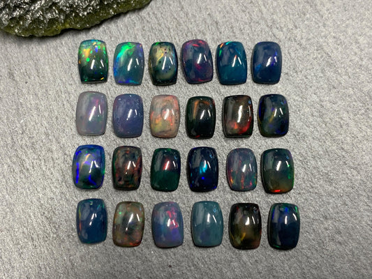 Black Ethiopian Opal rectangle 5x7mm cabochon