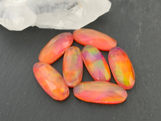 Faceted Aurora Opal oval 8x20mm cabochon - Doubte cabochon