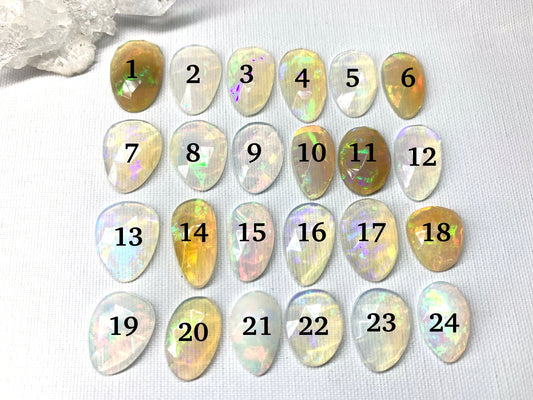 Faceted Ethiopian Opal 14-16mm cabochon