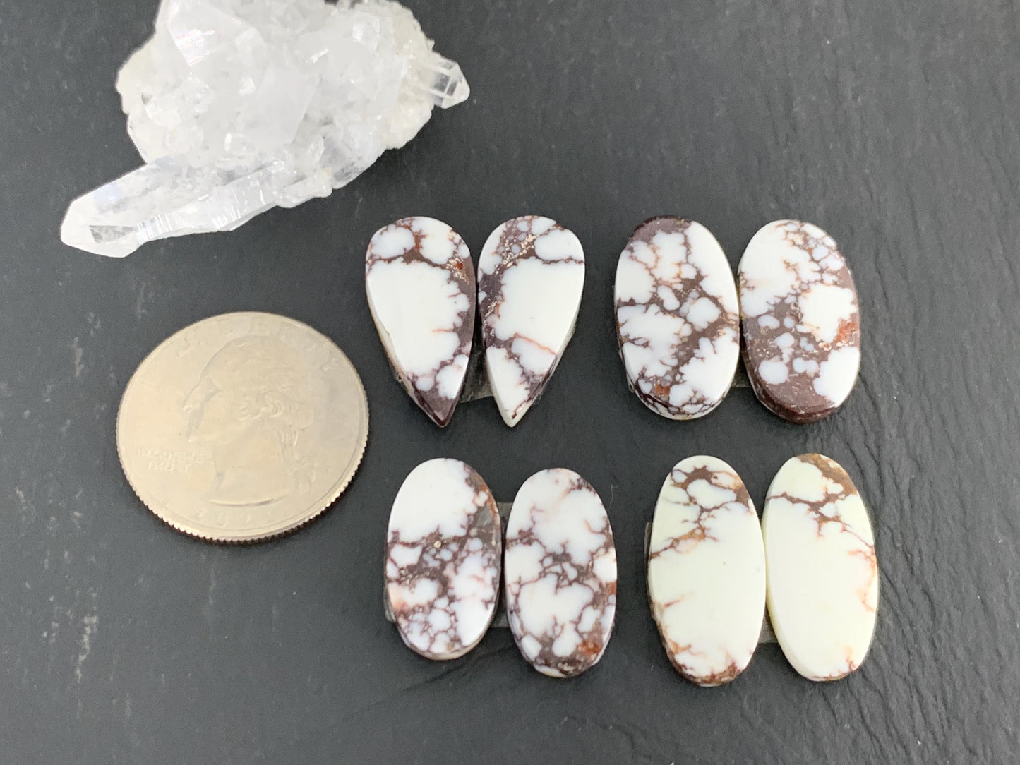 Wild Horse Jasper 19-22mm long cabochon pair