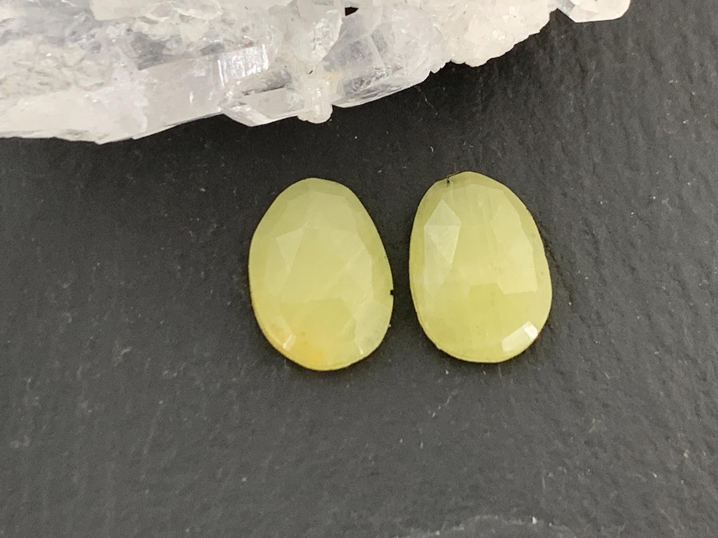 Faceted Yellow Sapphire pair 8x11x3.5mm cabochon