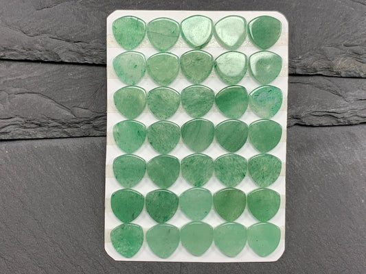 Flat Green Aventurine trillion 10mm cabochon - calibrated cabochons