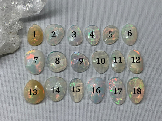Faceted Ethiopian Opal 10-12mm long cabochon