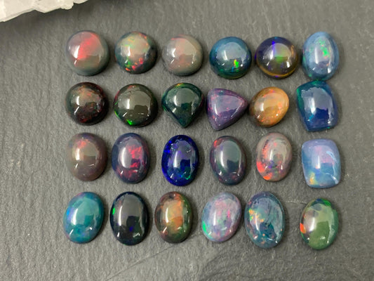 Black Ethiopian Opal 6x8mm cabochon - round, oval, pear, rectangle