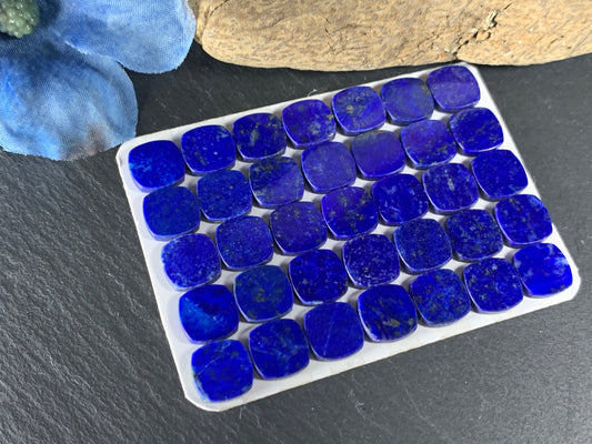 Flat Lapis Lazuli square cushion 10mm cabochon - calibrated cabochons