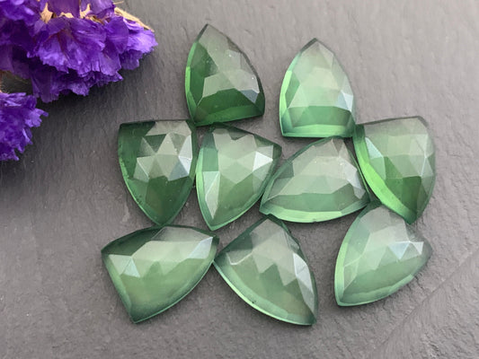 Faceted Serpentine shield 10x14mm cabochon