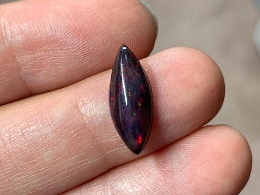Black Ethiopian Opal marquise 7x17x4mm cabochon