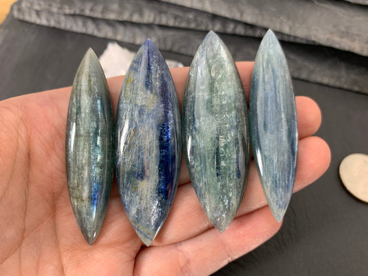 Large Kyanite marquise  57-61mm long cabochon