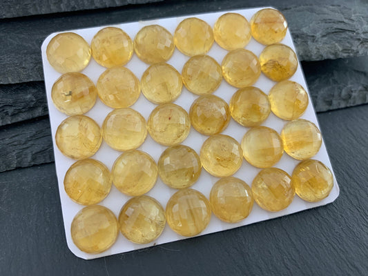 Faceted Citrine round 12mm cabochon - Calibrated cabochons