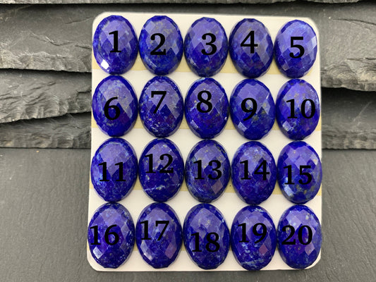 Faceted Lapis Lazuli oval 13x18mm cabochon - Calibrated cabochons