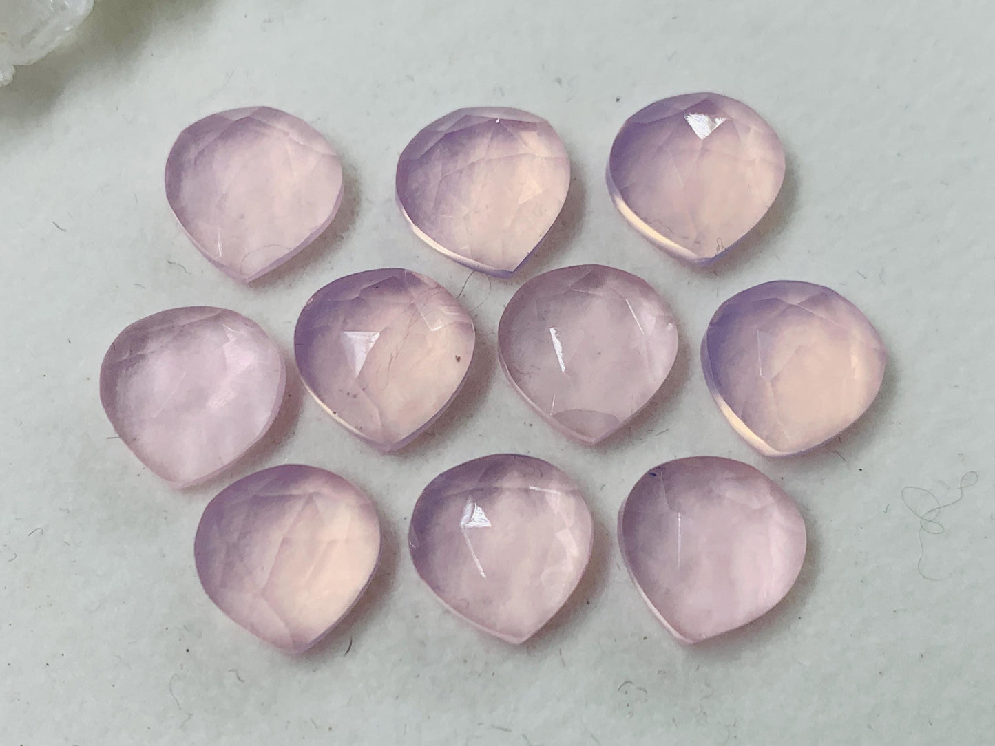 Faceted Rose Quartz pear 10mm cabochon - Lab created