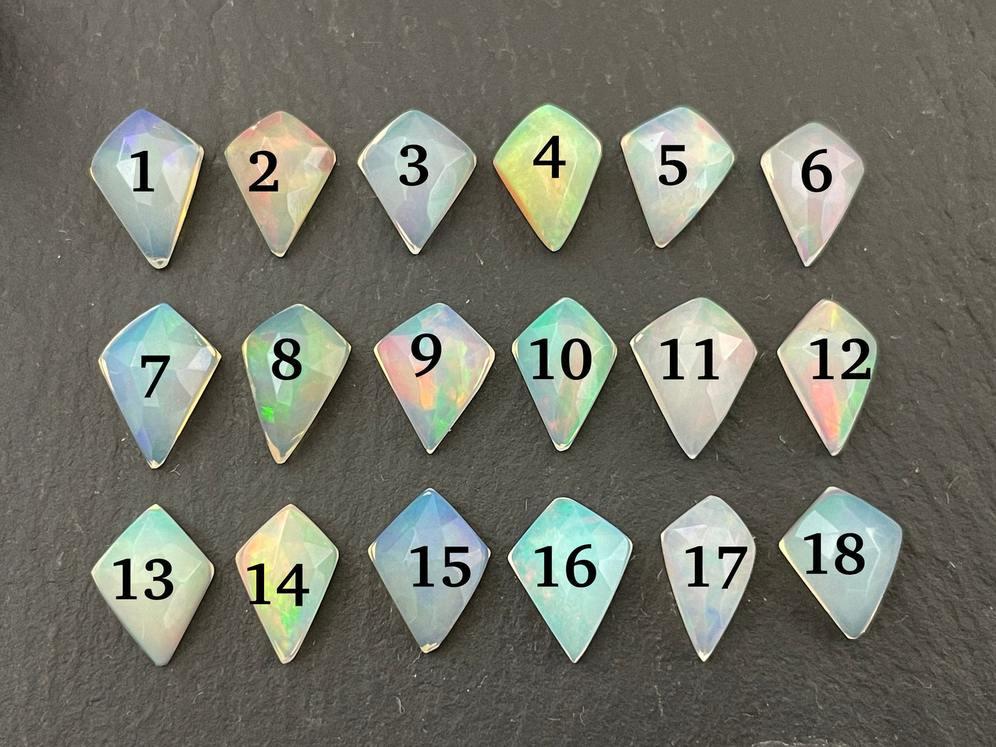 Faceted Ethiopian Opal 9-9.5mm cabochon- Faceted cabochons