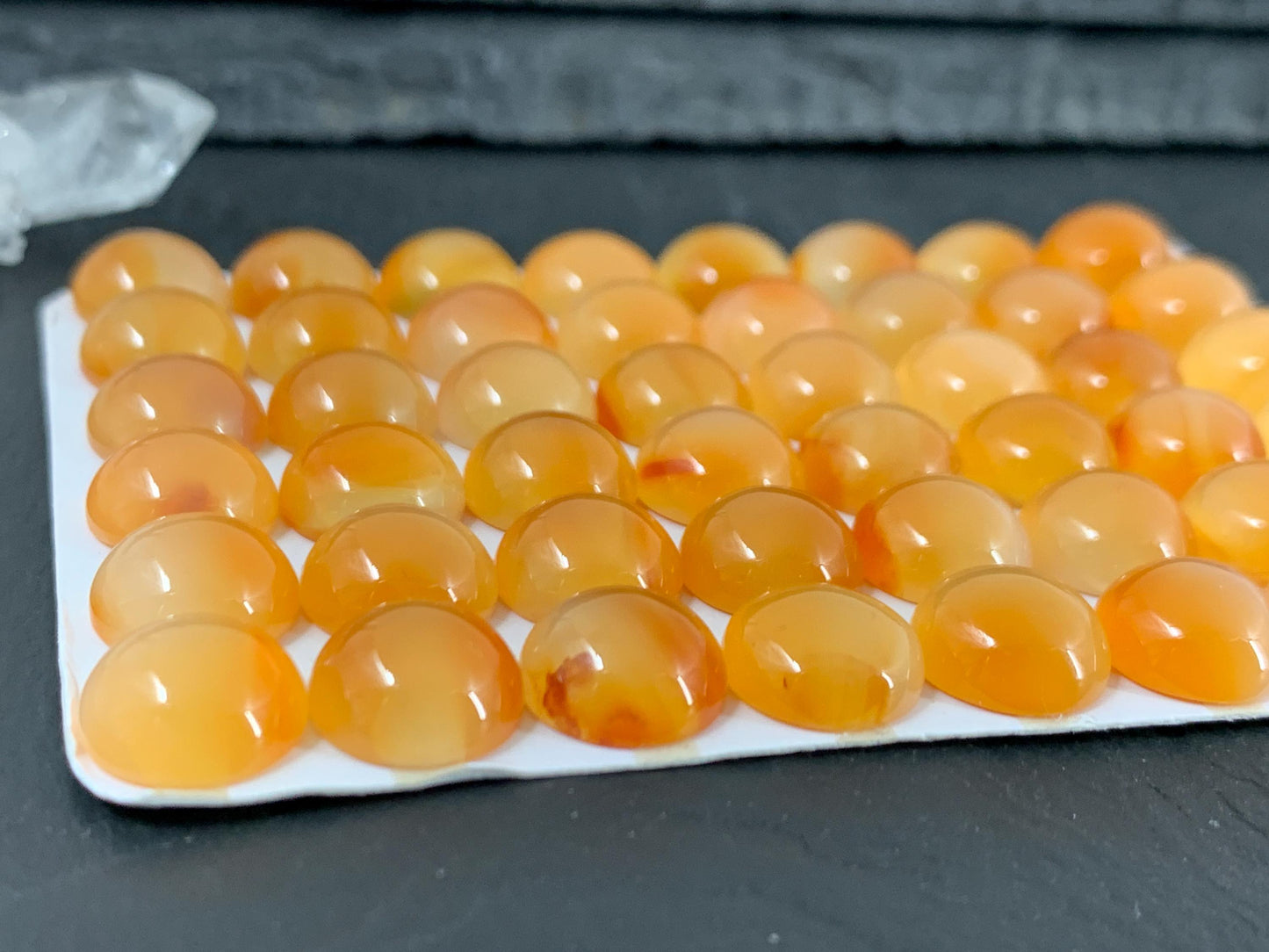 Carnelian round 10mm cabochon - Calibrated cabochons