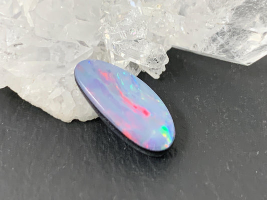 Australian Opal Doublet 6x14x4mm Cabochon - Natural Colorful Free Form Gemstone
