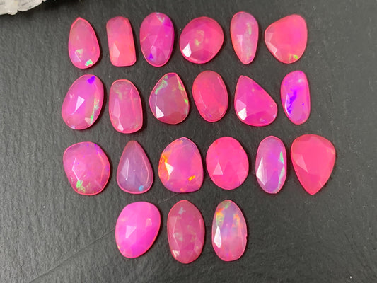 Faceted Pink Ethiopian Opal 10-12mm cabochon