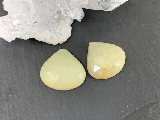 Faceted Yellow Sapphire pair 13x14x4mm cabochon