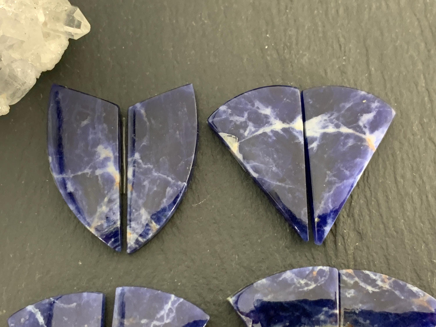 Natural Sodalite pair 22-28mm long cabochon