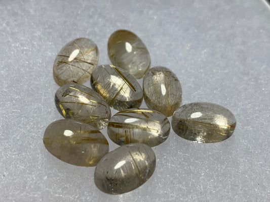 Gold Rutilated Quartz oval 8x12mm cabochon - Calibrated cabochons
